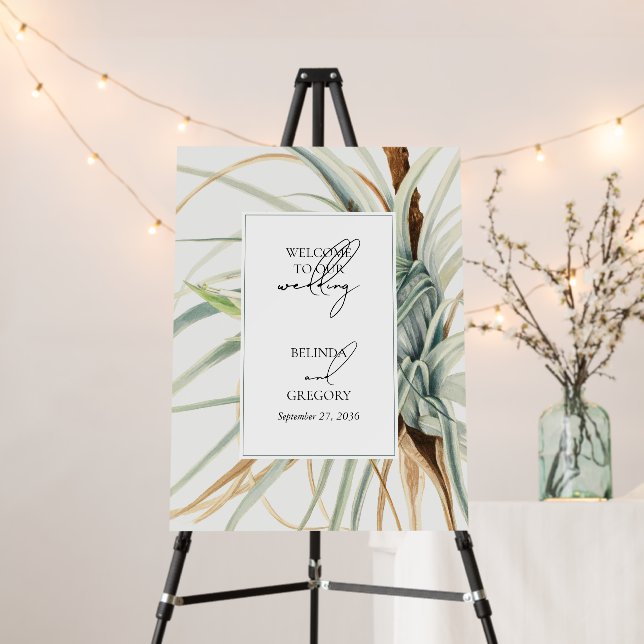 Watercolor Rustic Neutral Boho Botanical Wedding Foam Board (In Situ (Stand))