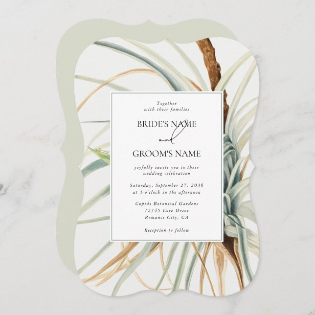Watercolor Rustic Neutral Boho Botanical Wedding Invitation (Front/Back)