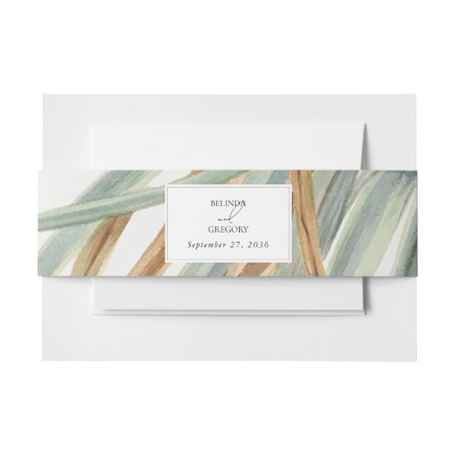 Watercolor Rustic Neutral Boho Botanical Wedding Invitation Belly Band