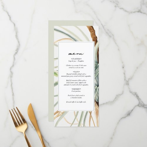 Watercolor Rustic Neutral Boho Botanical Wedding Menu