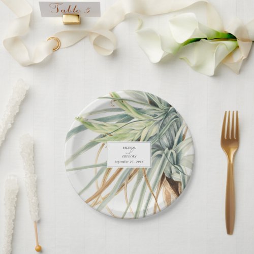 Watercolor Rustic Neutral Boho Botanical Wedding Paper Plates