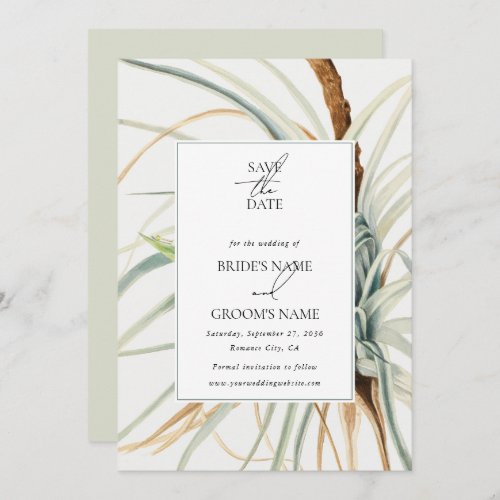 Watercolor Rustic Neutral Boho Botanical Wedding Save The Date