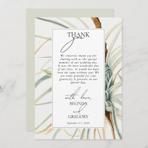 Watercolor Rustic Neutral Boho Botanical Wedding Thank You Card