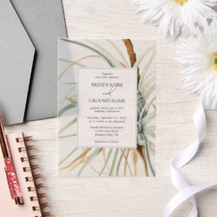 Watercolor Rustic Neutral Boho Botanical Wedding Vellum Invitations