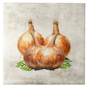 Watercolor Rustic Onion Faux Texture Ceramic Tile