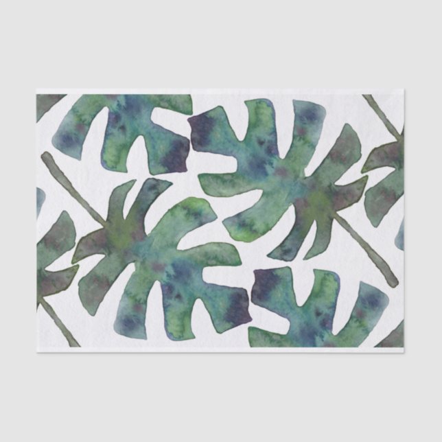 Watercolor Rustic Palm Leaves Tropical Tissue Paper (Front)