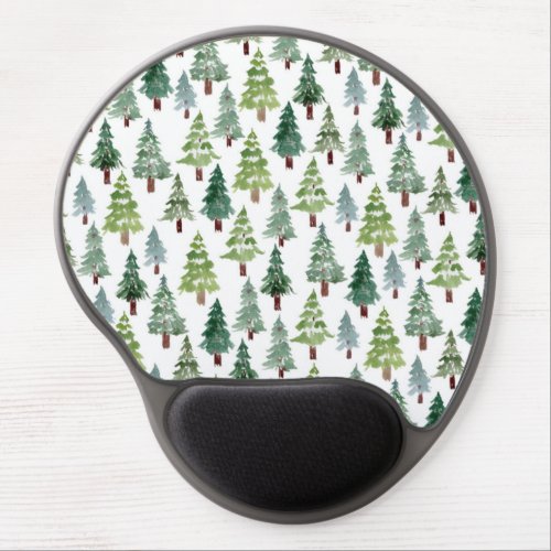 Watercolor Rustic Pine Forest Pattern Winter   Gel Mouse Pad