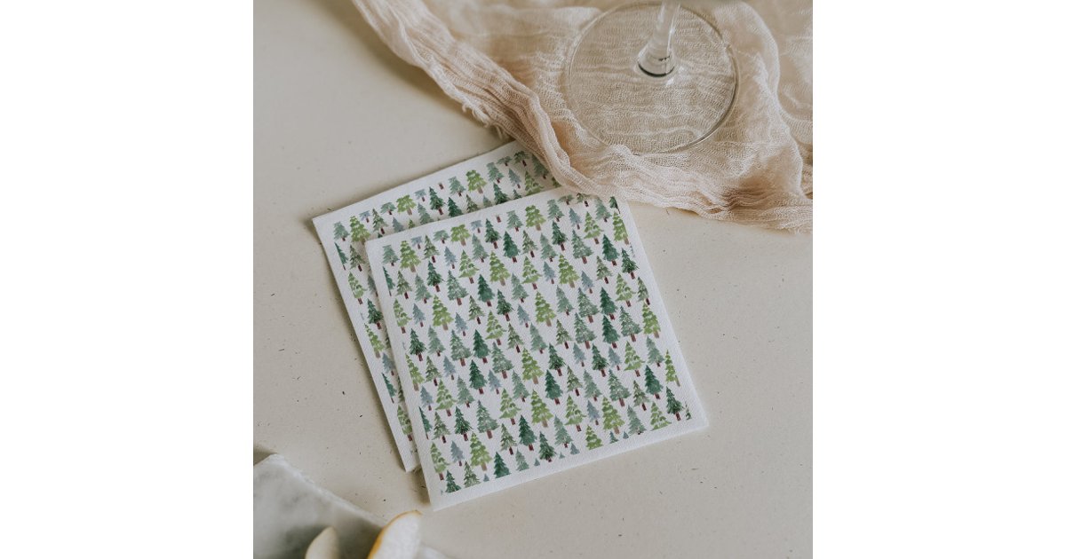 Watercolor Rustic Pine Tree Winter Forest Napkins | Zazzle