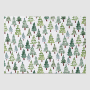 Watercolor Rustic Pine Tree Winter Forest Tissue Paper