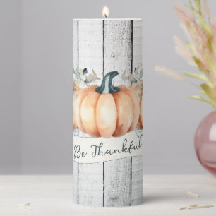 Watercolor Rustic Pumpkins Pillar Candle