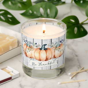 Watercolor Rustic Pumpkins Scented Candle