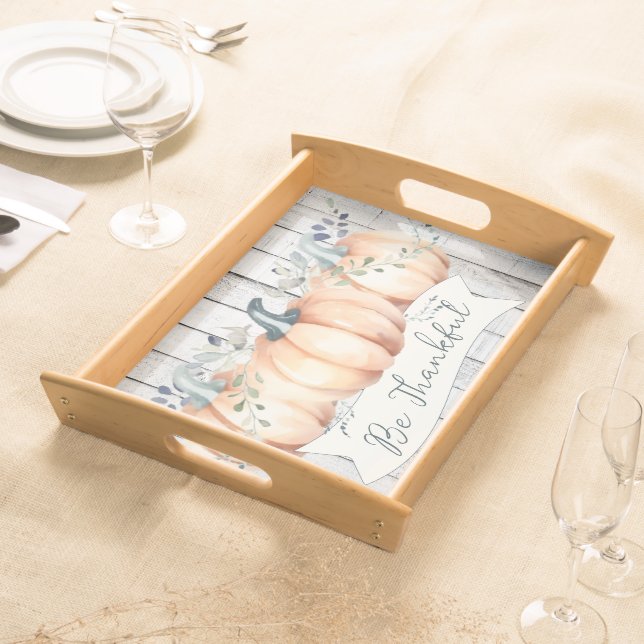 Watercolor Rustic Pumpkins Serving Tray (Front)