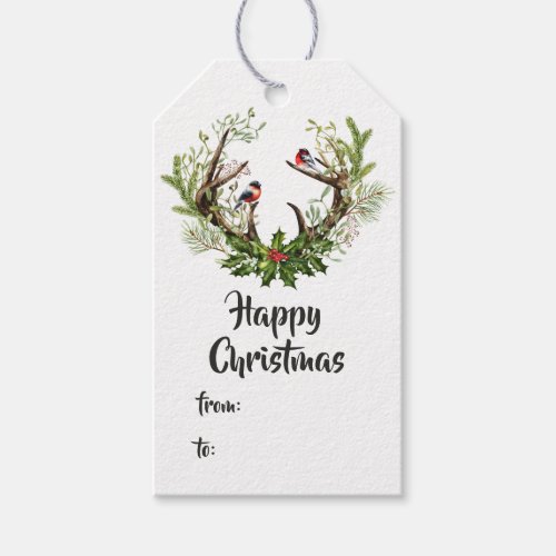 Watercolor Rustic Reindeer Christmas Gift Tags