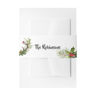 Watercolor Rustic Reindeer Christmas Invitation Belly Band
