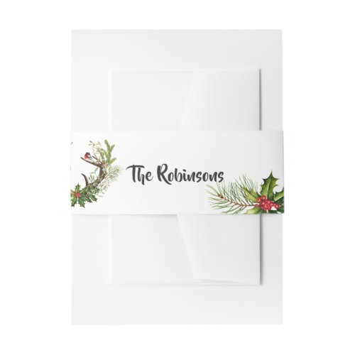 Watercolor Rustic Reindeer Christmas Invitation Belly Band