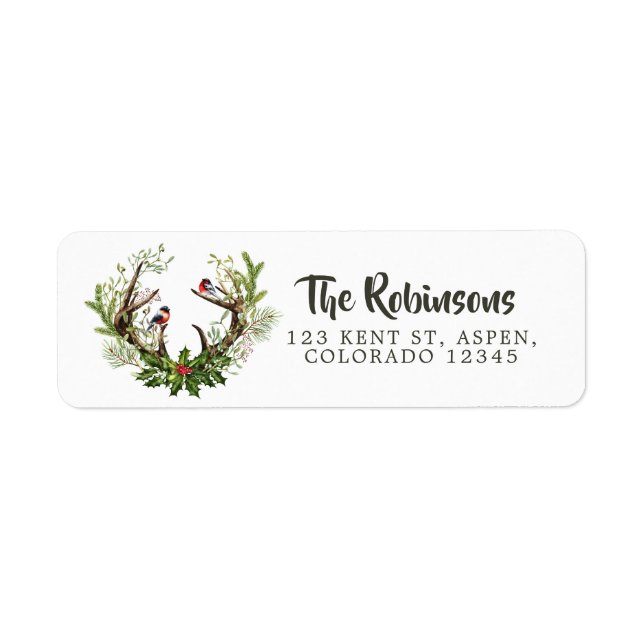 Watercolor Rustic Reindeer Christmas Label (Front)