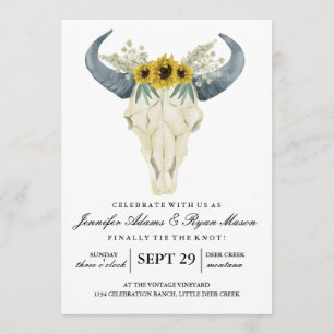 Watercolor Rustic Rodeo   Wedding Flowers 2 Invitation
