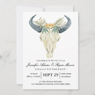 Watercolor Rustic Rodeo   Wedding Flowers Invitation