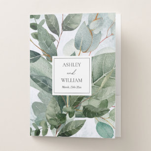 Watercolor Rustic Sage Greenery Wedding Pocket Folder