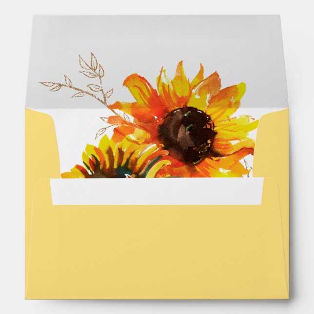 Watercolor Rustic Sunflower Envelope (Back (Bottom))