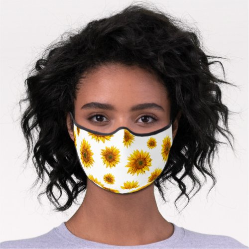 Watercolor rustic sunflower Floral yellow country Premium Face Mask