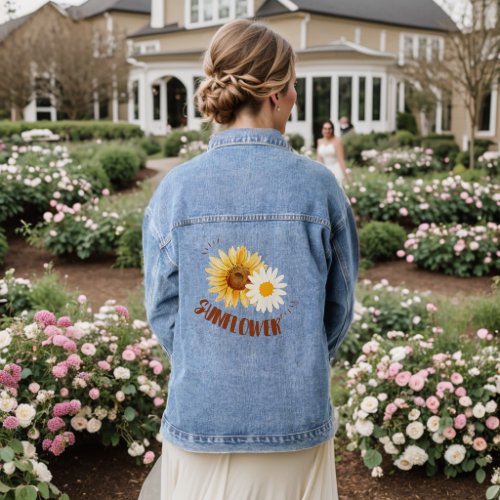 Watercolor  Rustic Sunflowers  Denim Jacket