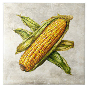 Watercolor Rustic Sweet Corn Faux Texture Ceramic Tile