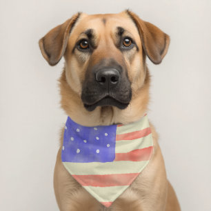 Watercolor rustic USA America flag custom Pet Bandana Collar