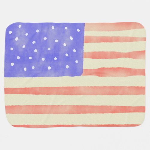 Watercolor rustic USA American flag Baby Blanket