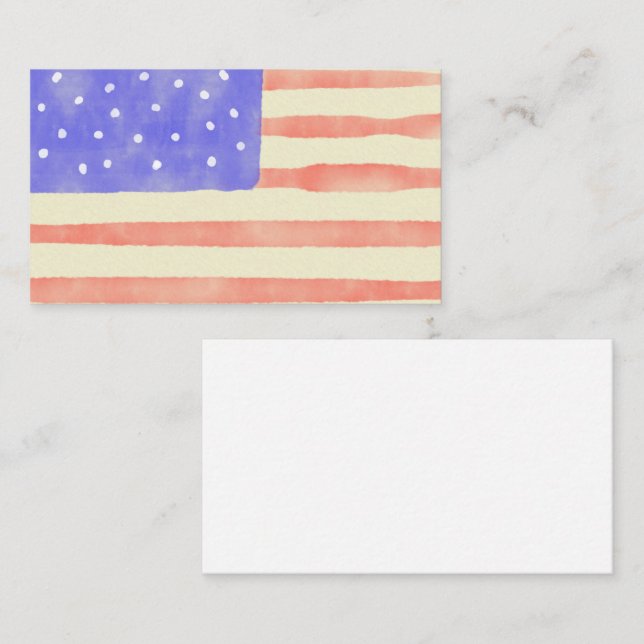 Watercolor rustic USA American flag Business Card (Front/Back)