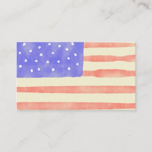 Watercolor rustic USA American flag Business Card
