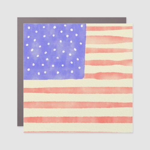 Watercolor rustic USA American flag Car Magnet