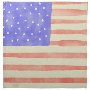 Watercolor rustic USA American flag Cloth Napkin