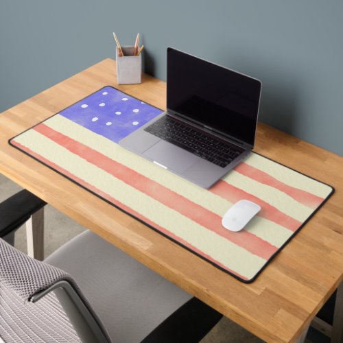 Watercolor rustic USA American flag Desk Mat