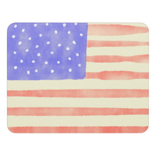 Watercolor rustic USA American flag Door Sign