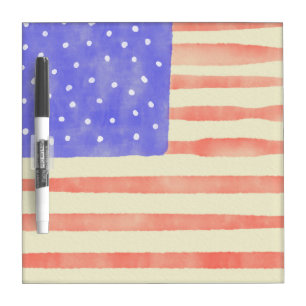 Watercolor rustic USA American flag Dry Erase Board
