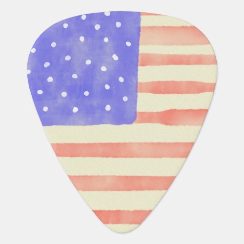 Watercolor rustic USA American flag Guitar Pick