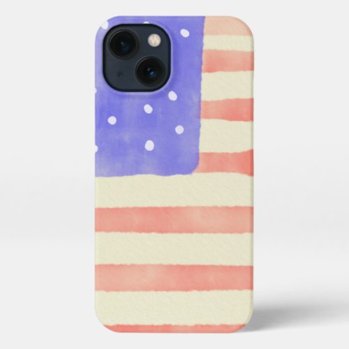 Watercolor rustic USA American flag iPhone 13 Case