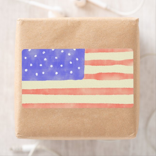 Watercolor rustic USA American flag Label (Insitu)