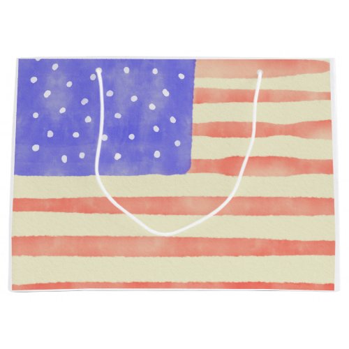 Watercolor rustic USA American flag Large Gift Bag