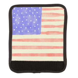 Watercolor rustic USA American flag Luggage Handle Wrap
