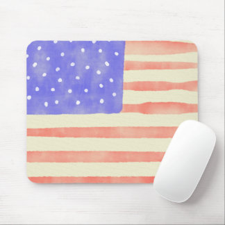 Watercolor rustic USA American flag Mouse Pad