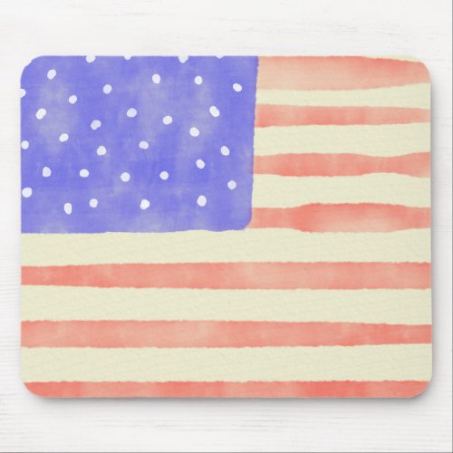 Watercolor rustic USA American flag Mouse Pad