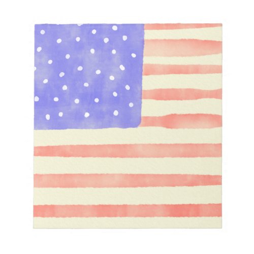 Watercolor rustic USA American flag Notepad