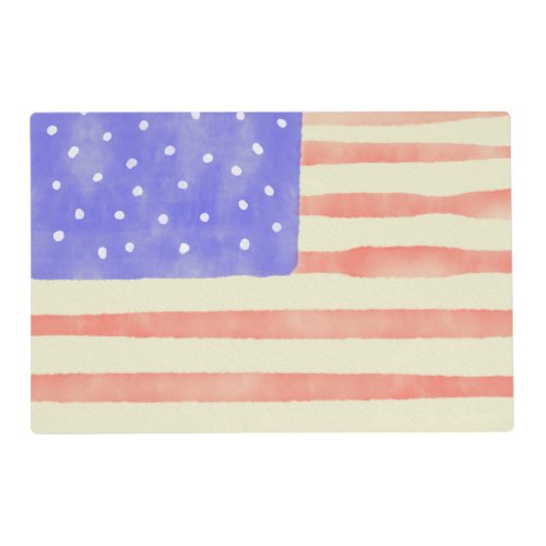 Watercolor rustic USA American flag Placemat