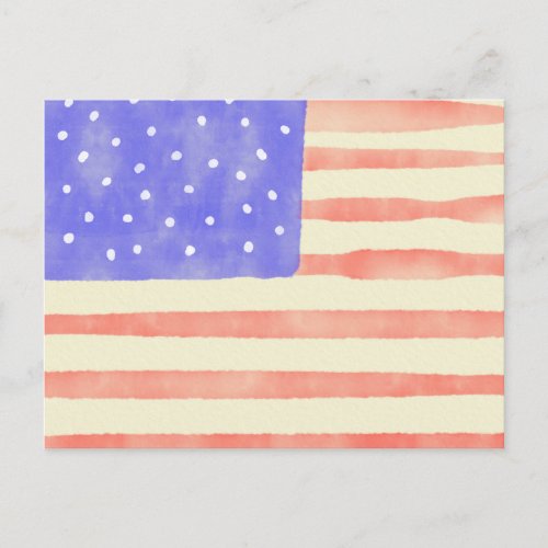 Watercolor rustic USA American flag Postcard