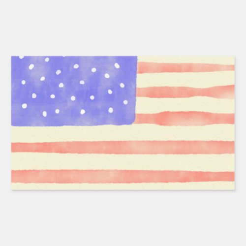 Watercolor rustic USA American flag Rectangular Sticker
