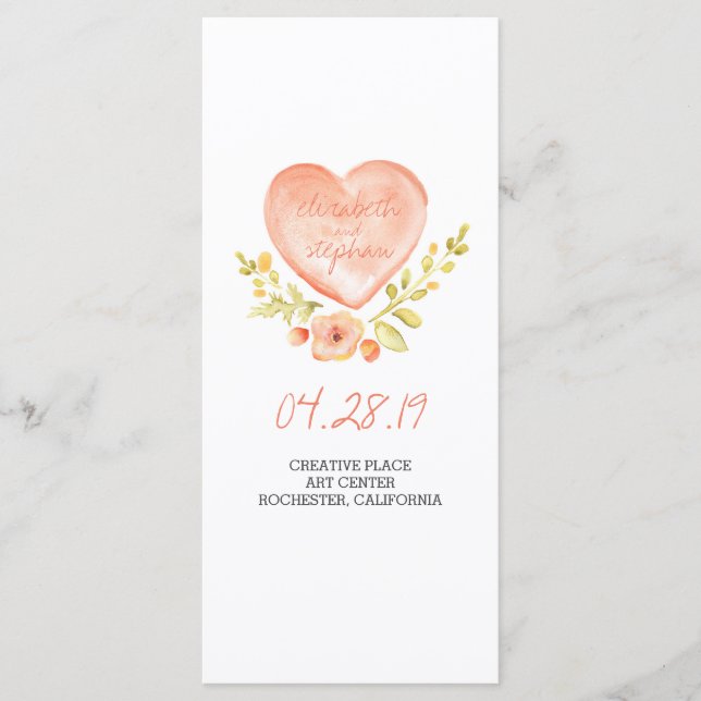 Watercolor rustic wedding programs (Front)