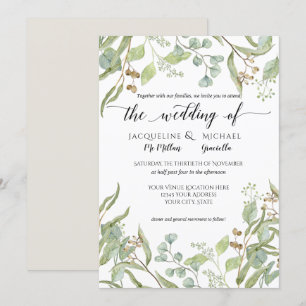 Watercolor Rustic Winery Eucalyptus Leaf Foliage Invitation