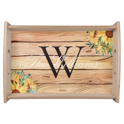 Watercolor Rustic Wood Farmhouse Style Family  Serving Tray